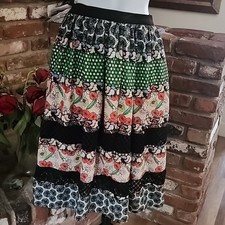 Disney Alice Through the Looking Glass Patchwork Skirt Boho Cottagecore Festival