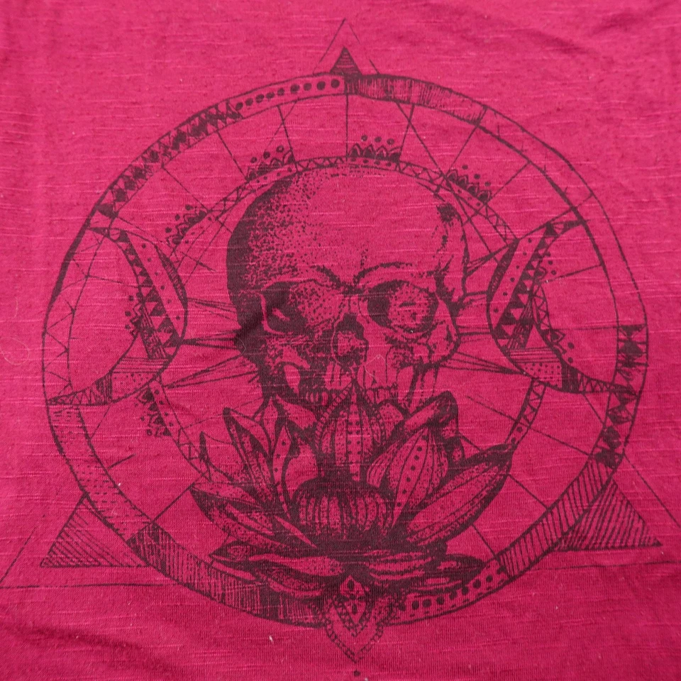 Camiseta sin mangas Hot Topic para mujer XS roja floral encaje calavera luna camisa gótica grunge Y2K Foto 2 de 4