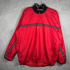 Y2K Nike Vintage Men Red Quarter Zip Center Swoosh Windbreaker Jacket Large