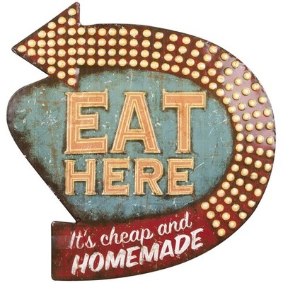 Fun Retro Wall Decor - Multicolor ''Eat Here'' Sign