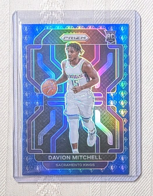 2021-22 Prizm Davion Mitchell #312 NBA 75th Anniversary Prizm (RC) Blue Diamond