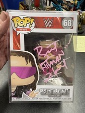 Bret Hitman Hart Signed WWE Funko Pop Figure #68 WWF Autograph HOF WWF AEW