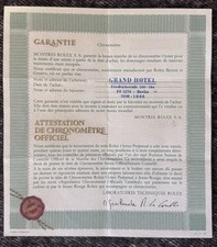 Rolex Chronometer Certificate Blank Sea Dweller 1665 Explorer 1655 GMT 1675 1680