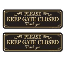 2 Pack Please Keep Gate Closed Sign, 10 x 3 Inches Rust Free Aluminum Metal W...