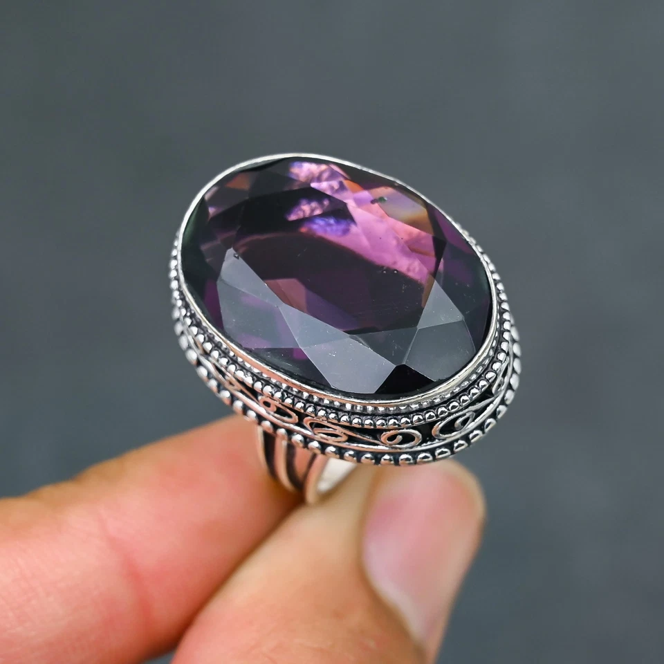 Amethyst Gemstone 925 Sterling Silver Ring Handmade Fine Jewelry Ring For Gift - Image 4 of 4