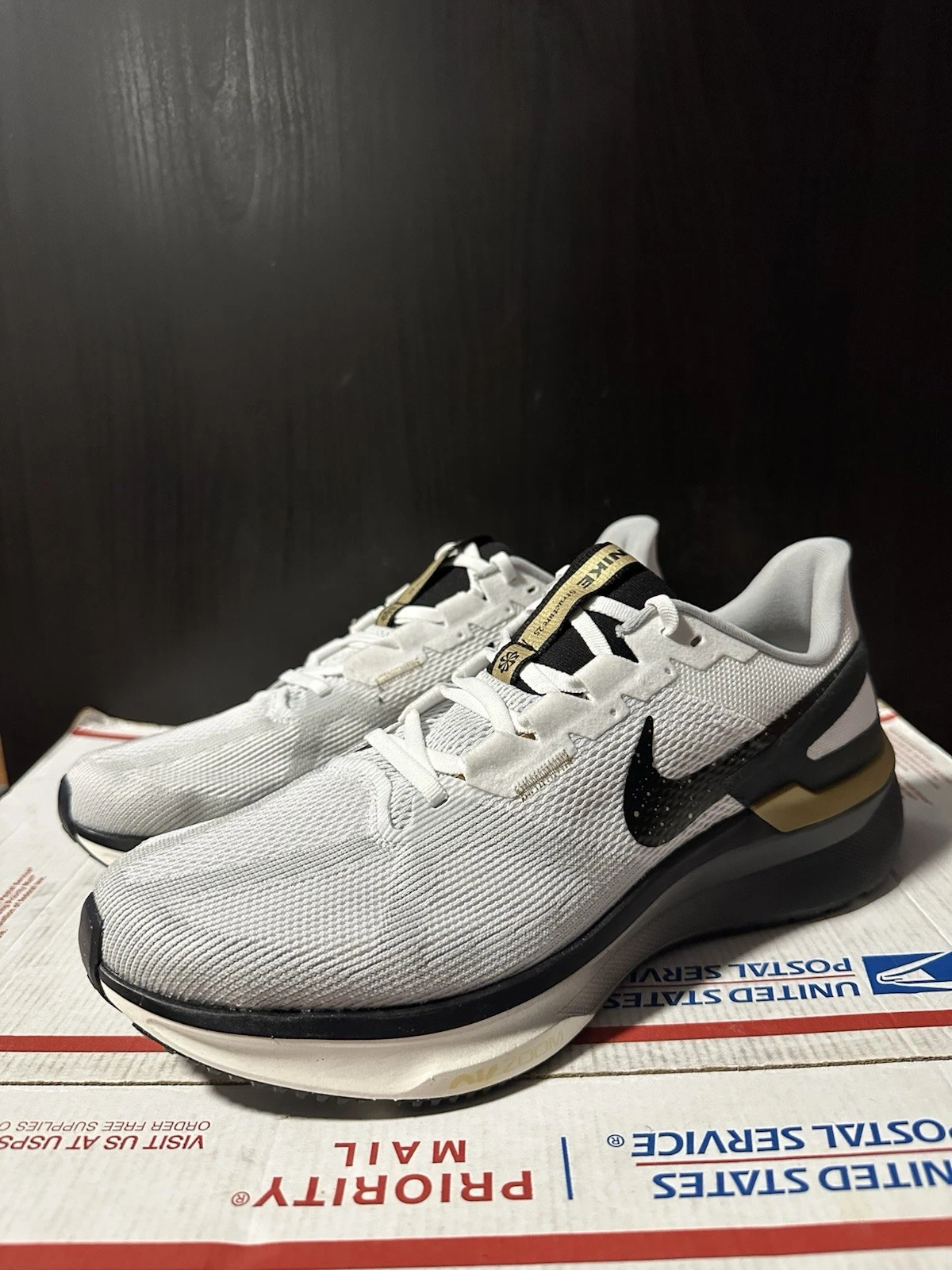 Nike Air Zoom Structure 25 ‘White Metallic Gold Black’ HQ3660 100 Size 12