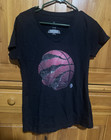 Fanatics Toronto Raptors NBA Black V-Neck Short Sleeve T-Shirt, Women’s Size S