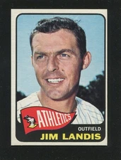 #376 JIM LANDIS, Athletics - 1965 Topps: NM, o/c, short -1/32" L/R 221771e