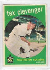 ⚾1959 Topps #298 TEX CLEVENGER Washington Senators (Excellent) **free shipping⚾