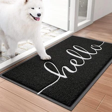 Door Mat (30"X17.5",Black), Welcome Mat Low Profile Front Doormat Floor Mat Non 