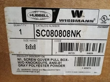 Hubbell Wiegmann SC080808NK, 8x8x8" Screw Cover Pull Box No Knockouts (No Cover)