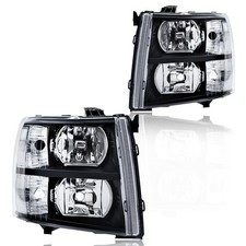 Front Headlights Pair Silverado 1500 2500 3500 HD 07-14 Black Clear GM2503280