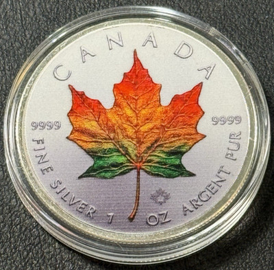 2025 1 Oz 9999 Silver Canada Maple Leaf Changing Seasons Colorized Coin COA /10!
