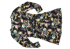 LOFT Women's Fit & Flare Dress Crewneck Long Sleeve Black Paisley Size 12 Polyes