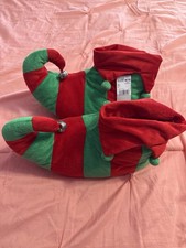 New Christmas Elf Shoes Slippers for Women Size 7-8 Red Green with Bells Holiday