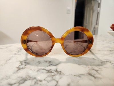 VINTAGE MAY TORTOISE SHELL LARGE ROUND FRAME 60'S USA SUNGLASSES McM Mid-Century