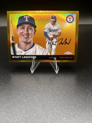 2025 Topps Chrome Platinum Wyatt Langford /50 Gold Toile Refractor