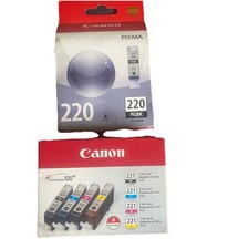 New Genuine Canon PGI-220 CLI-221 Black Color 5PK Ink Cartridges