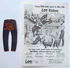 VINTAGE 1950's Lee Jeans Riders Blue Denim Small FABRIC SAMPLE w/AD Advertising
