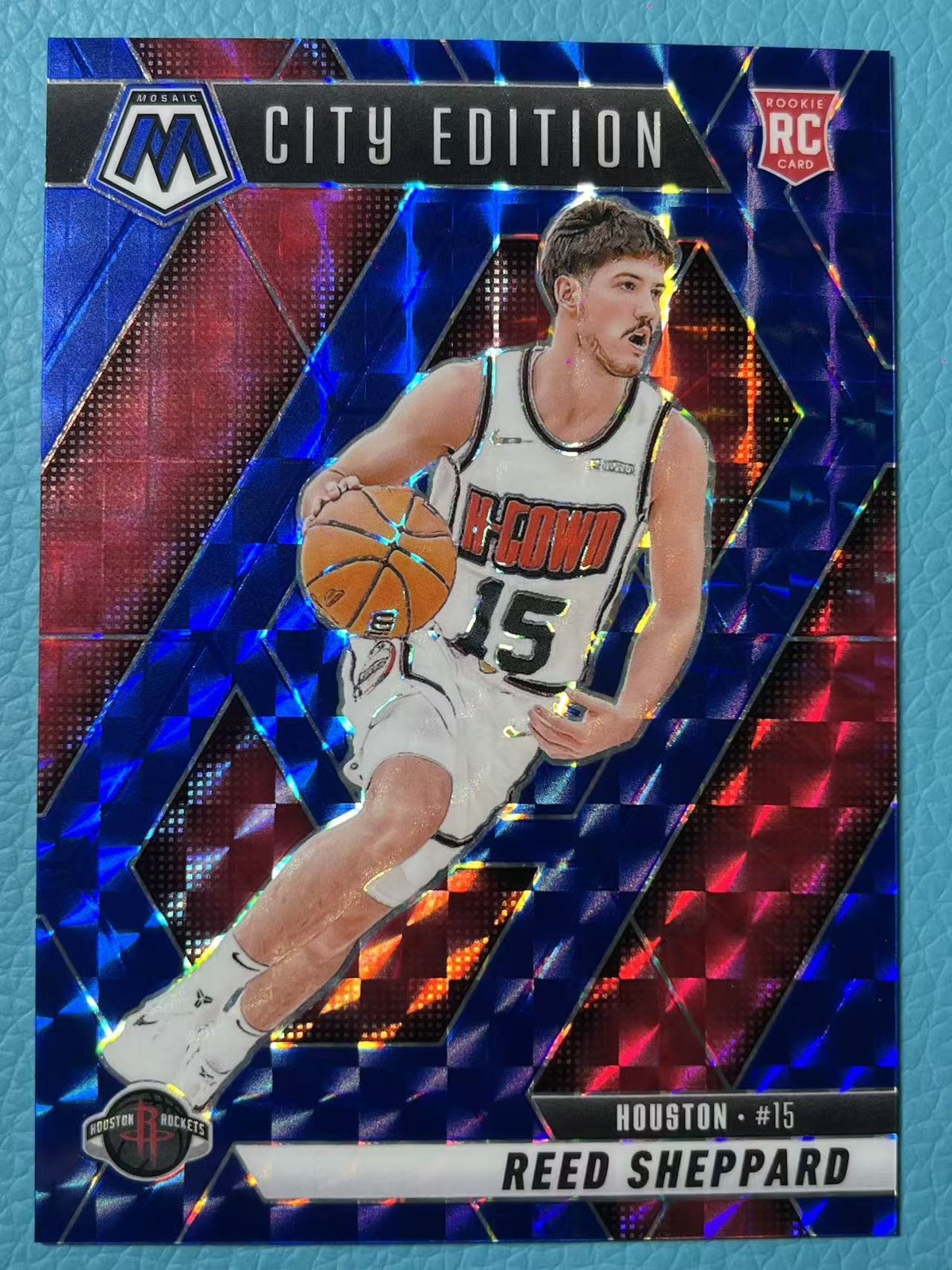 Reed Sheppard 2024-25 Panini Mosaic 090/199 Blue City Edition RC #276