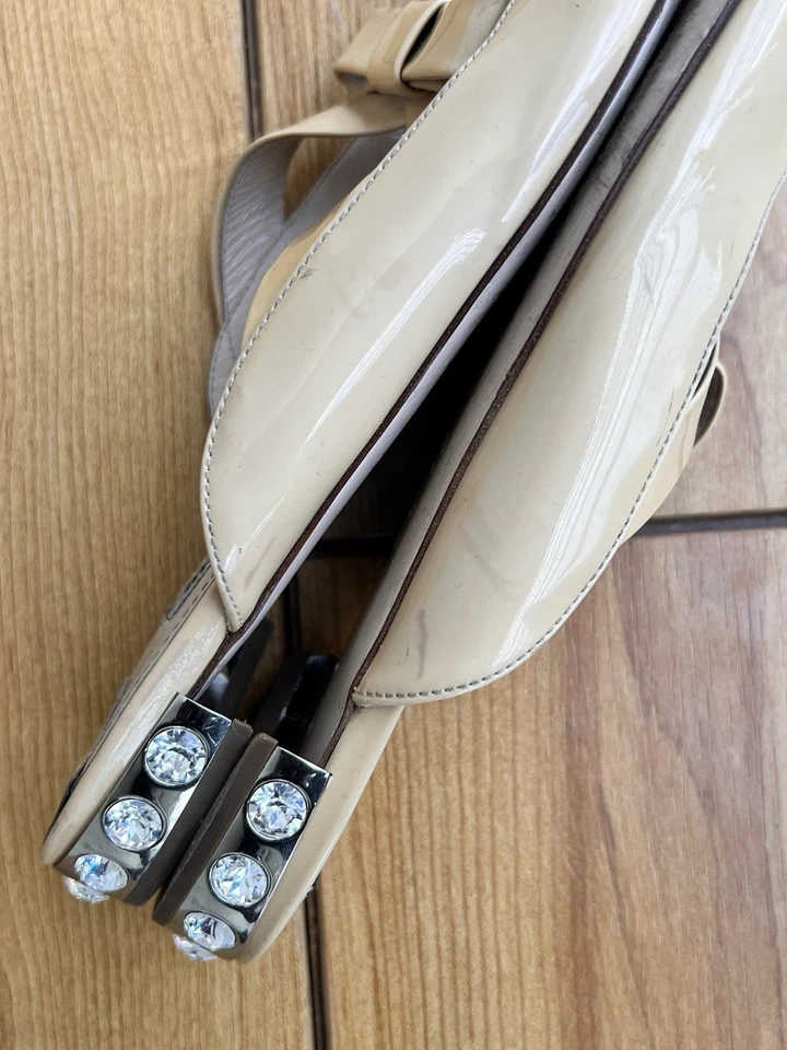 Miu Miu embellished Beige Satin sandal / slider In Size 39.5 EU|8.5 US|6.5 UK - Image 4 of 4