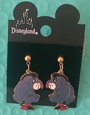 Disneyland Disney Vintage HTF Eeyore Dangle Earrings - New On Mickey Card  (C1)