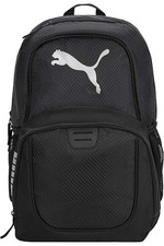 PUMA Unisex Black Backpack White Logo Zip Clo...