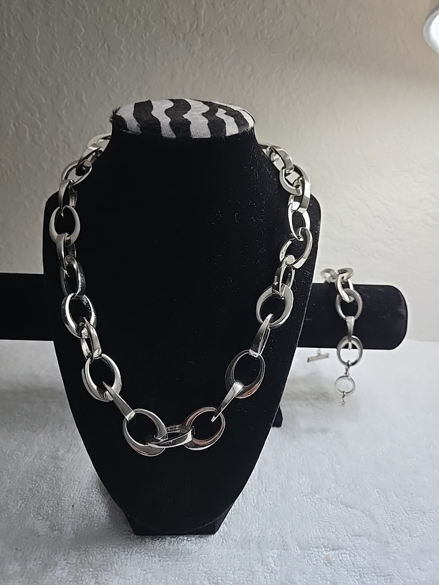 Jennifer Lopez Jewelry Set Silver Bulky Chain Look Sexy Tough.