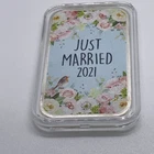 APMEX Colorized Bar (Just Married 2021 , Floral) 1 oz .999 Fine Silver Bar