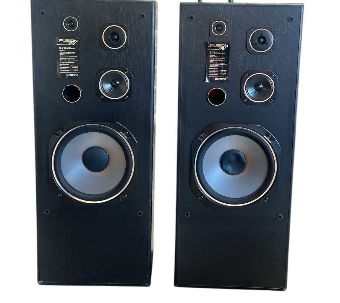 ONKYO Fusion SK-S71 12" 150 Watts 4 Way SPEAKERS ,Wood + Grill /Tested