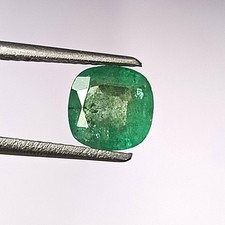 Green Emerald Zambian 1.20 CT Faceted Square Cushion Cut Natural Gemstone 6.6 mm