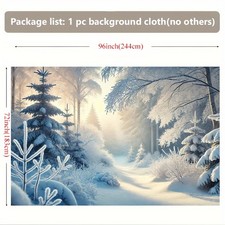 1pc Winter Wonderland Snow Forest Scene Backdrop Banner, 8x6ft Polyester Fabric