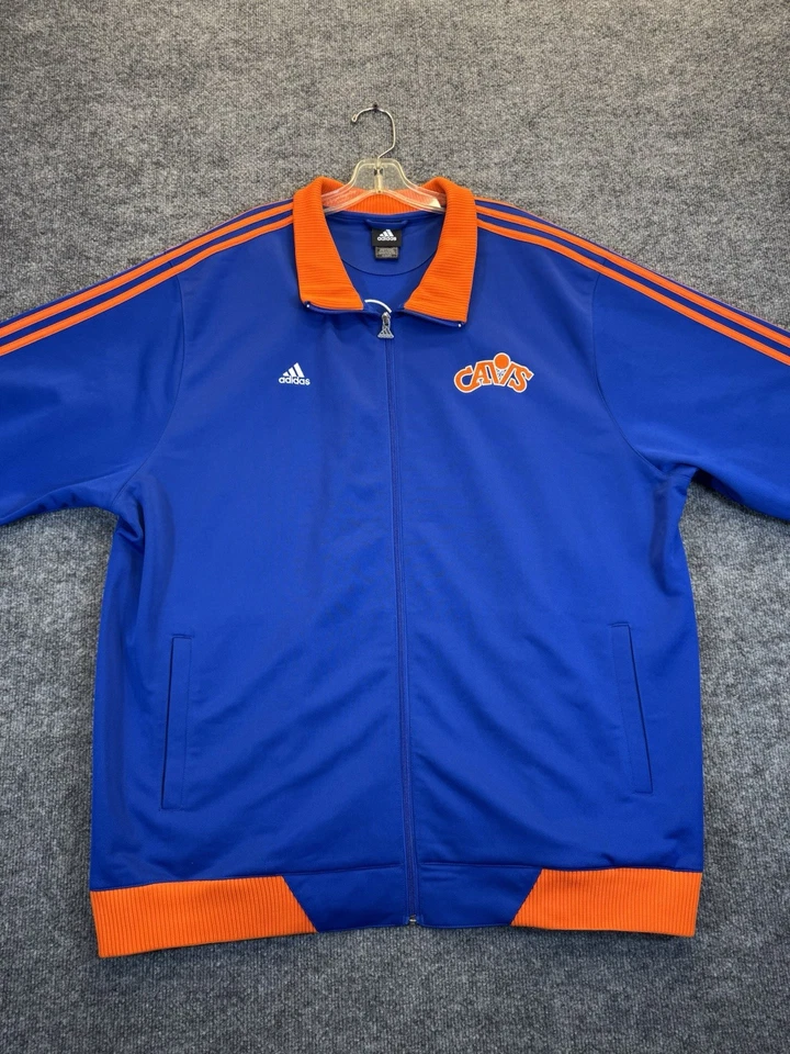 Hombre 2XL Adidas Cleveland Cavaliers Chaqueta de Pista Azul Naranja NBA Retro Cavs Foto 2 de 4