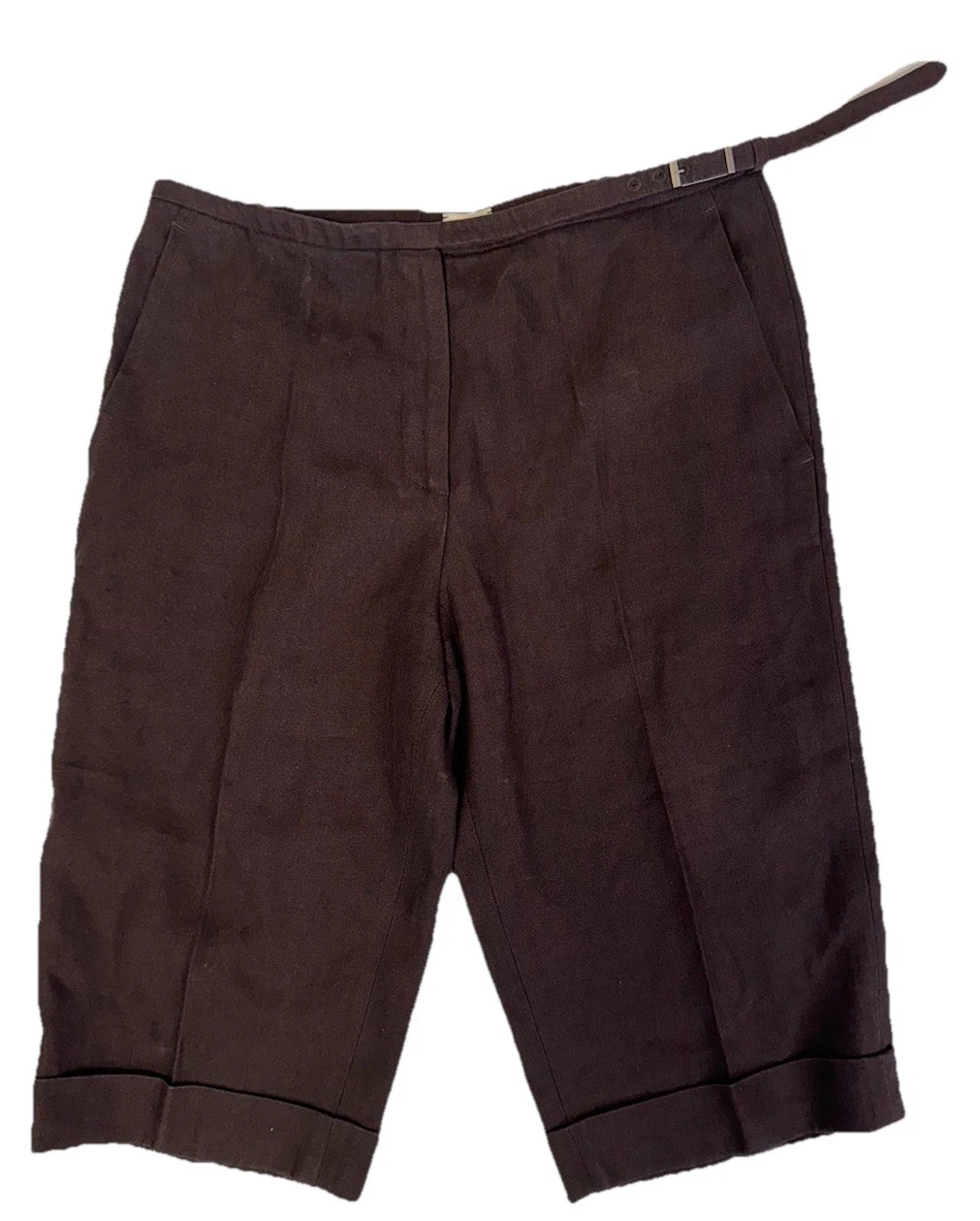 Vintage Hermes Paris Brown Linen Women's Shorts Size UK 10