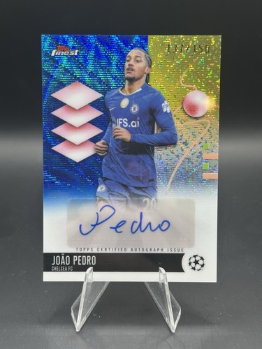 JOAO PEDRO 2025-26 Topps Finest UEFA Blue Wave Refractor Auto /150 Chelsea