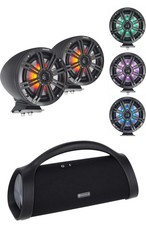 2 KICKER 46KMFC8 300w 8" Marine LED Speakers in Surface Mount Pods Home Speaker