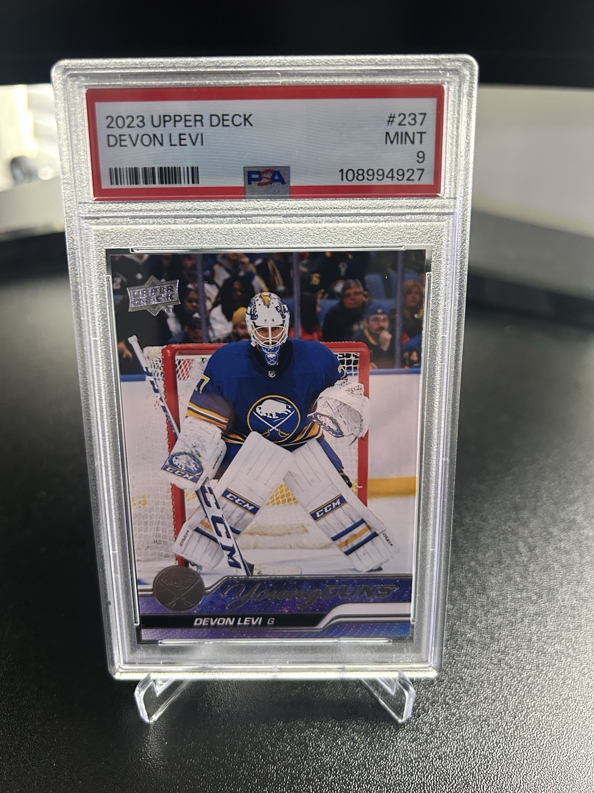 Devon Levi 2023 Upper Deck Young Guns #237 Buffalo Sabres PSA 9