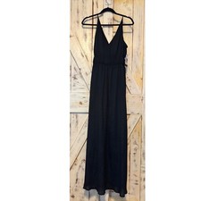 Taylor Black Textured Sun Maxi Dress Sleeveless Elastic Waist Belt Size 12 BWOT
