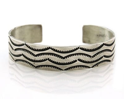 Navajo Cuff Bracelet 925 Sterling Silver Vintage Heavy Hand Stamped
