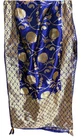 Blue GOLDEN India BANARSI Art Silk Dupatta Wrap Scarf Stole Chunri shawl NEW