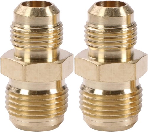 U.S. Solid 2pcs Brass Pipe Fitting Male Tube Coupler, 3/8" Flare x 3/8" Flare