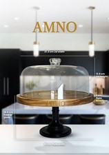 Cake Stand Acacia Wood Acrylic Dome Cover Lid Serving Board Party Afternoon Tea