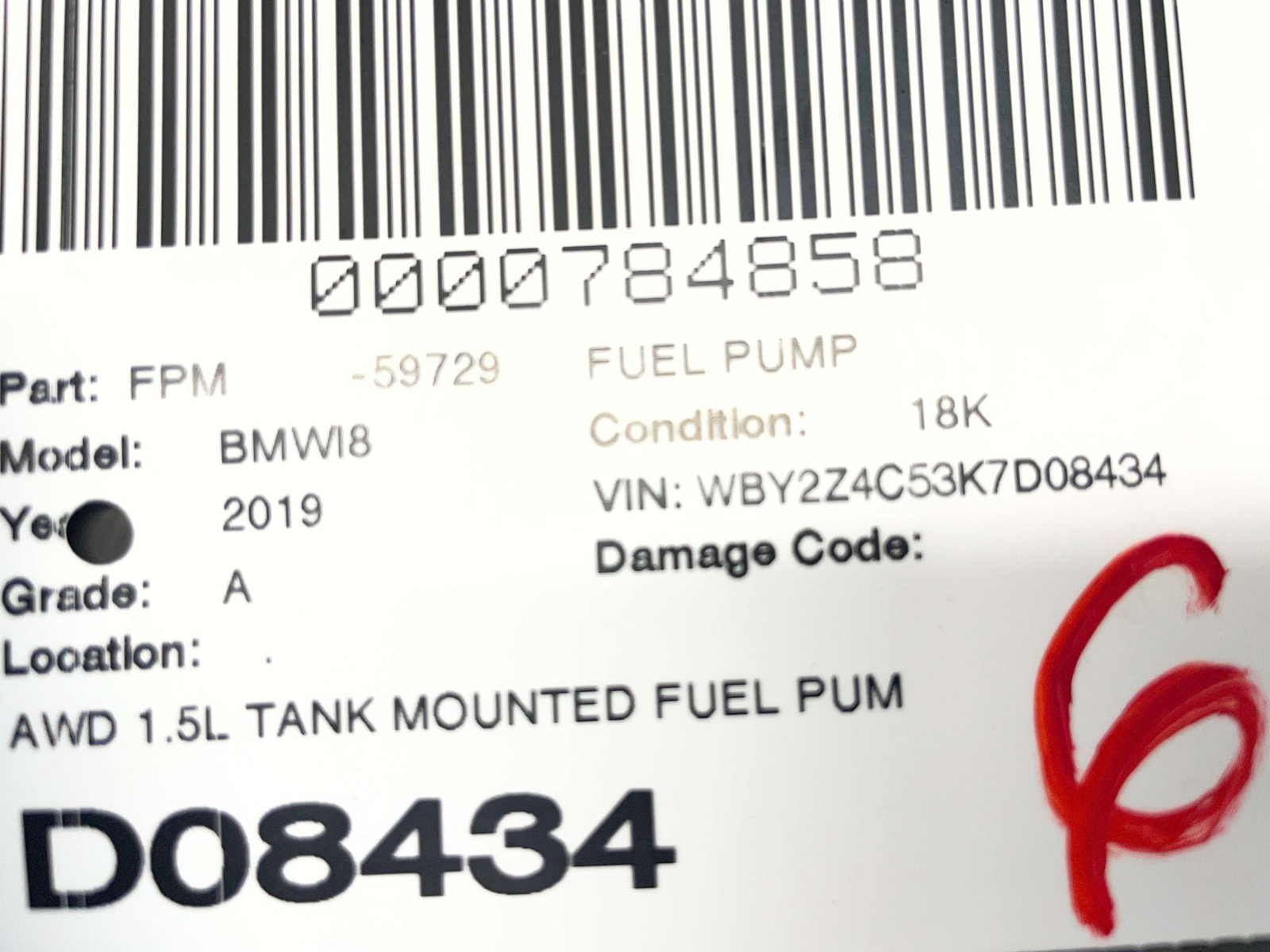 BMW i8 2014-2017 Fuel pump