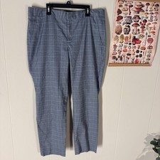 Banana Republic Ryan Dress Pants Women's SZ 12 Grey Plaid Flat Front Trousers