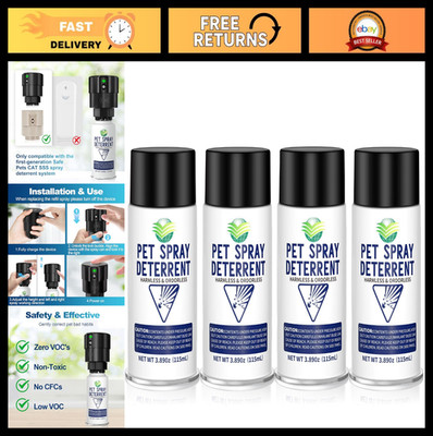 Odorless Cat Deterrent Spray Refill - Motion Activated Pet Spray System, 4 Pack
