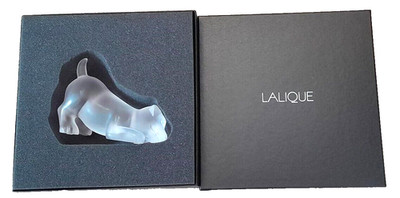 LALIQUE KRISTALL HUND SWEETY SCHELMISCHE WELPE FIGUR GROSS SCHWER NEU 10X6'' VERPACKT