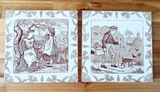 2 Large Antique Victorian Wedgwood Months of The Year Tiles May & October