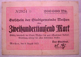 119) Meißen Stadt ★★★ 200000 Mark 9. Aug. 1923 ★★★