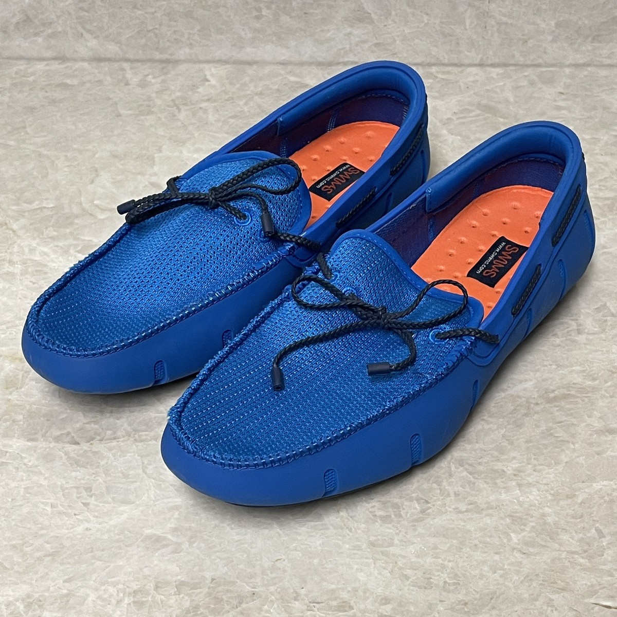SWIMS Mens Size 8 Red Ensign Blue Slip On Terry‎ Knit Loafers Shoes Swims - Navy Blue Mesh & Rubber Penny Driver | Mitchell Stores main image 4