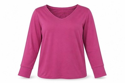 Carole Hochman Damen Pullover Pulli Größe M Lila Rundhals Langarm
